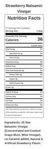Strawberry Balsamic Vinegar Nutrition Facts Table