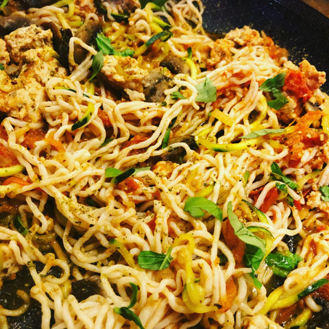 Quick Neapolitan Dark Balsamic Chicken and Spaghetti