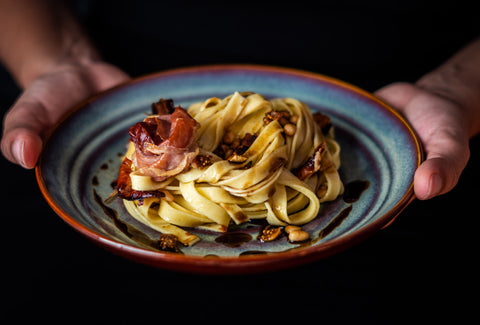 Fettuccine Aglio e Olio with Crispy Prosciutto