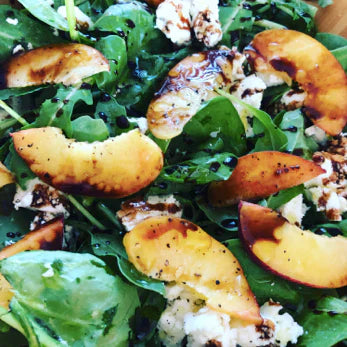 Pomegranate Lemon Peach and Goat Cheese Salad