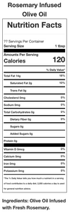 Rosemary Infused Olive Oil Nutrition Facts Table